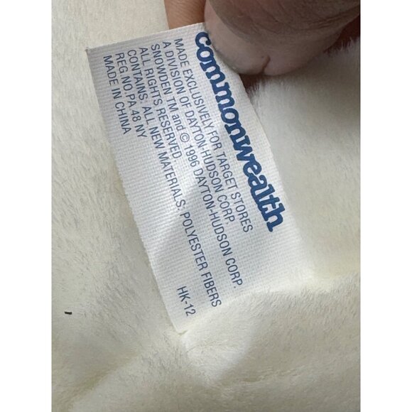 commonwealth snowden 1997 white Snowman Plush Toy top Hat & plaid Scarf 22" READ - Picture 13 of 14